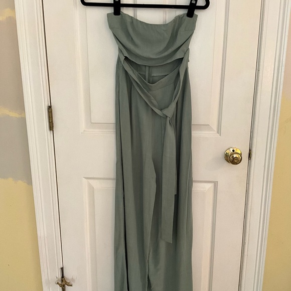 Hello Molly Strapless Pop Records Jumpsuit in Olive - Picture 2 of 8